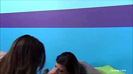 Sara Jay's Shaved Pussy Drilled in Threesome Cum Swap