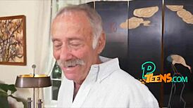 gorgeous teen babe riding old dude hard