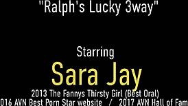 Sara Jay's Shaved Pussy Drilled in Threesome Cum Swap