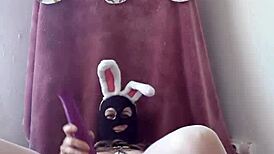 Hey, check this sexy French slave in Easter bunny action!