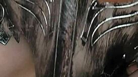 Bad wolf gets down to LICKING some of Red's sweet PUSSY in costume