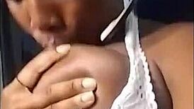 Spitting on big tits, wishing your cum while sucking cock 😏