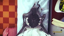 Twin cat furries engage in hard blowjob and fucking with creampie in POV