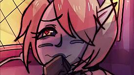 This is Lamia's birthday animation with futanari and small tits