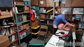 Teen fingering solo while officer watches another teen stealing