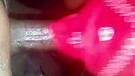 ebony babe blows for cash in closet