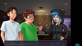 Summertime Saga: Petite Babe Teases with Small Tits in POV