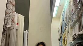 Latina employee caught masturbating and squirting in public store