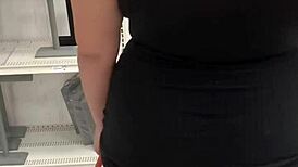 Latina employee caught masturbating and squirting in public store