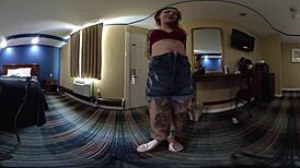 Scarlett Storm Undresses in VR Shower, Ripping Clothes for Solo Striptease