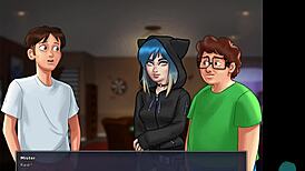 Summertime Saga: Petite Babe Teases with Small Tits in POV