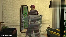 Temari Catches Gaara Stroking His Huge Cock In Bathroom