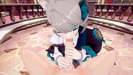 pretty anime girl lynette gets fucked in pov style from genshin impact premium