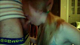 girlfriend with pigtails gives blowjob and gets facial 😏