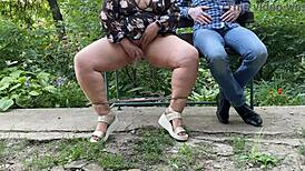 Sexy MILF with Stunning Legs Pisses in Glass for Stranger