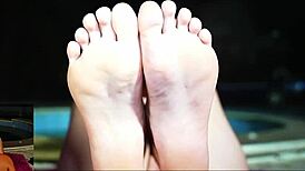 sucking my best friend's toes! what a close-up lesbian moment!