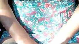 Naked Latina Flashing in Moving Car for Public Thrill