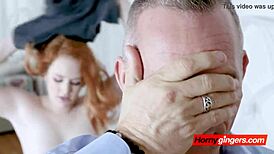 Redhead lucy seduces stepfather to drill her pussy!