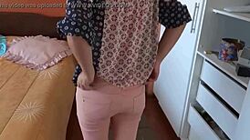 wife reveals ass and hairy pussy in intimate moment