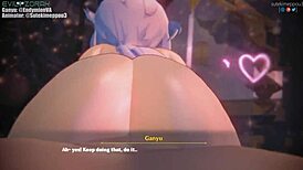 Ganyu from Genshin Impact gets creampied in intense hentai anime scene