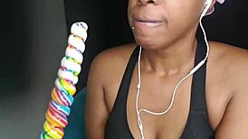 Cute Ebony Chick Sucks Fetish Cock In Black Sucking Action