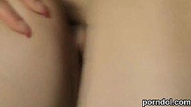 Enchanting nymph seduced by boyfriend, riding hard with puffy shaved pussy