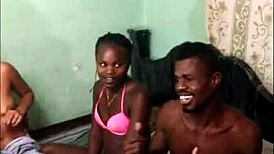 Latina bent over for anal while sucking cock on her knees