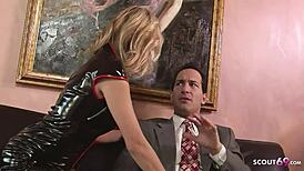 Hey boss, let me ride that huge cock for a creampie at work!