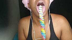 Cute Ebony Chick Sucks Fetish Cock In Black Sucking Action