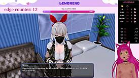 Vtuber Lewdneko explores dating and hotel scenarios in Harem Hotel part 7