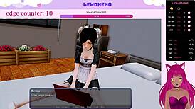 Vtuber Lewdneko explores dating and hotel scenarios in Harem Hotel part 7