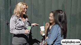 Lovely brunette babe banged hard for cash 💦