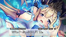 In the game Monmusu TDX, priestess Kamira encounters slime challenges.