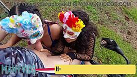 xara rouxxx fucks a stranger bent over during outdoor halloween photo shoot