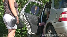 Homemade outdoor shoot blonde amateur in boots and lingerie