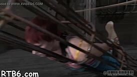 Tough lass endures electrifying nipple punishment in bondage