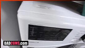 tiny latina babe seduces stepdad by washing machine