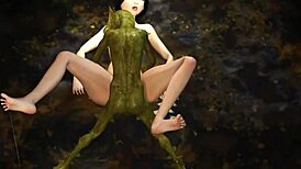 Hot young 18+ queen gets slammed hard by a green monster in a mystical cave