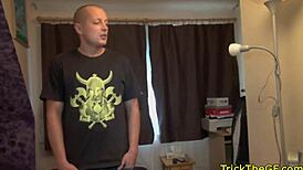 tricked russian gf jizzed on pussy in cuckold handcuffs missionary bondage masked reality 😏