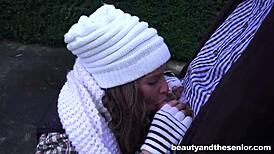 Teen bunny takes old dick for food money 😏