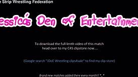 Tag-team strip-wrestling match with Jessica Morgan! Losers get strapped in diapers, July 2022.