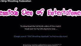 Tag-team strip-wrestling match with Jessica Morgan! Losers get strapped in diapers, July 2022.