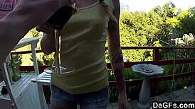 I christen the balcony with an outdoor blowjob for my dagfs