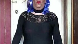 Shy crossdresser swallows his own pee and waits for yours