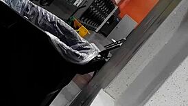 mature lady at laundry mat