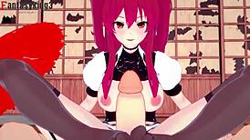 Stella Vermillion gives footjob, handjob, boobjob and POV fucking in anime