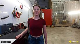 busty blonde fucks mechanic roadside