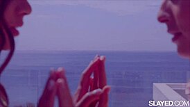 Slayed flawless Kelly and Vanessa experience intense orgasms through lesbian pleasures like 69 and fingering.