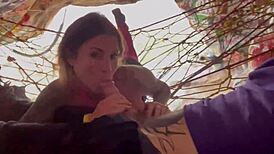 I had a blowjob and fun in the cave with felicity feline, her big tits bouncing in the outdoor yoga spot