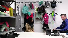 Curvy Latina milf rides cock hard in stolen office lights